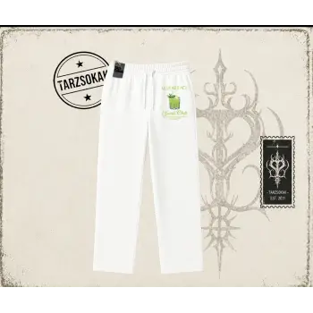 Unisex Kuzu Kulağı Unisex Baggy Eşofman Altı Beyaz