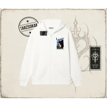 Unisex Layful Oversize Unisex Hırka & Çeket Fermuarlı Sweatshirt Beyaz