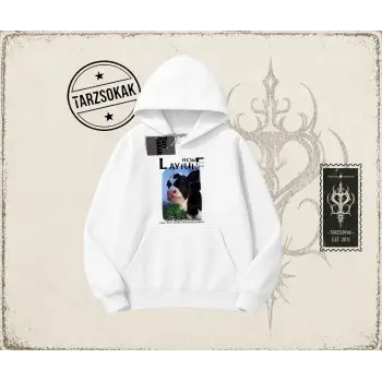 Unisex Layful Oversize Unisex Kapşonlu Sweatshirt Beyaz