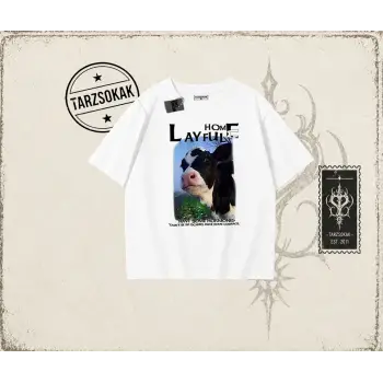 Unisex Layful Oversize Unisex Tişört Beyaz