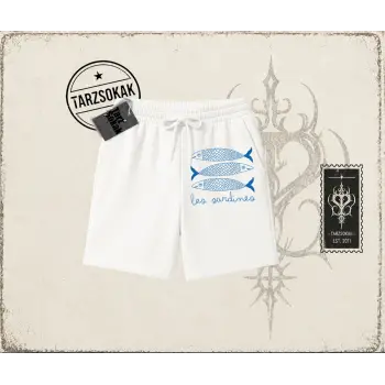 Unisex Les Sardines Unisex Şort Beyaz