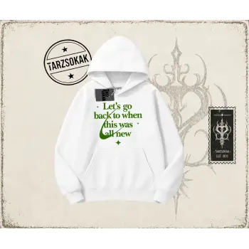Unisex Lets Go Back Oversize Unisex Kapşonlu Sweatshirt Beyaz