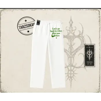Unisex Lets Go Back Unisex Baggy Eşofman Altı Beyaz