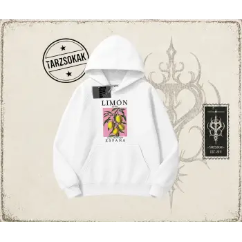 Unisex Limon 1998 Oversize Unisex Kapşonlu Sweatshirt Beyaz