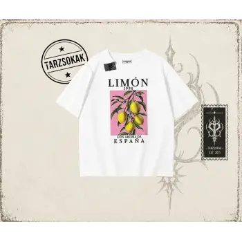 Unisex Limon 1998 Oversize Unisex Tişört Beyaz
