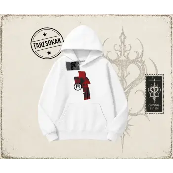 Unisex Lip R Oversize Unisex Kapşonlu Sweatshirt Beyaz