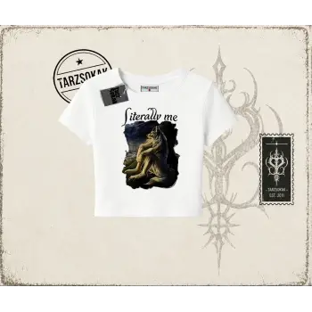 Unisex Literally Me Kadın Baby Tee Beyaz