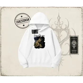 Unisex Literally Me Oversize Unisex Kapşonlu Sweatshirt Beyaz