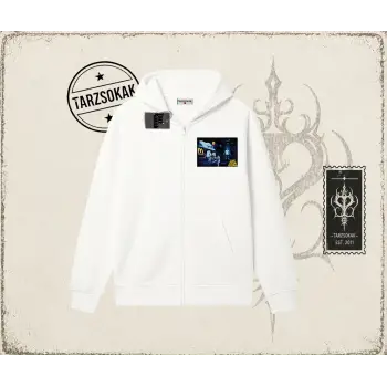 Unisex Live From Utopia Travis Scott Oversize Unisex Hırka & Çeket Fermuarlı Sweatshirt Beyaz