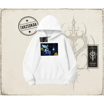 Unisex Live From Utopia Travis Scott Oversize Unisex Kapşonlu Sweatshirt Beyaz