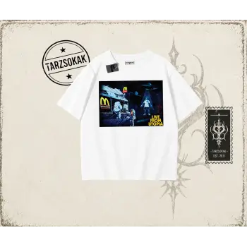 Unisex Live From Utopia Travis Scott Oversize Unisex Tişört Beyaz