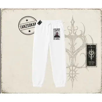 Unisex Look Mom I Can Fly Unisex Jogger Eşofman Altı Beyaz