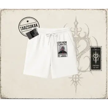 Unisex Look Mom I Can Fly Unisex Şort Beyaz