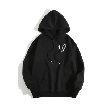 Unisex Love Baskılı Oversize Kapüşonlu Sweatshirt Siyah