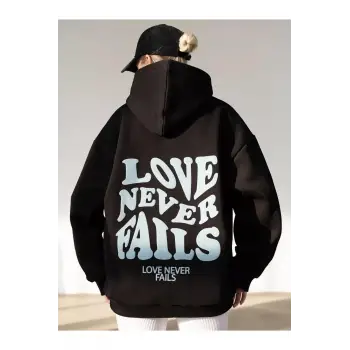 Unisex Love Never Fails Sweatshirt Siyah