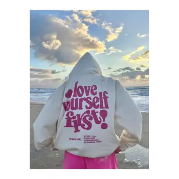 Unisex Love Yourself First! Sweatshirt Beyaz