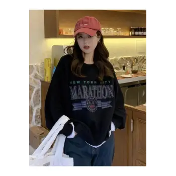 Unisex Marathon Bisiklet Yaka Sweatshirt Siyah