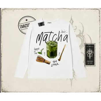 Unisex Matcha Biskilet Yaka  Long Sleeve Beyaz