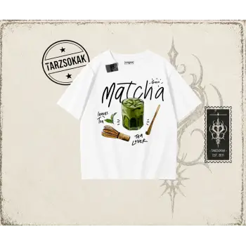 Unisex Matcha Oversize Unisex Tişört Beyaz