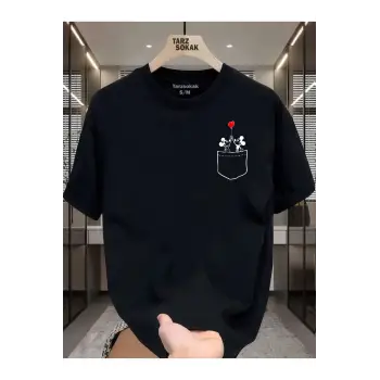 UNİSEX Mickey Minimalis Baskı T-shirt