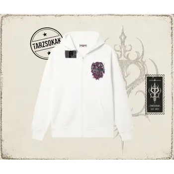 Unisex Money Temptation Oversize Unisex Hırka & Çeket Fermuarlı Sweatshirt Beyaz