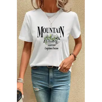 Unisex Montain Baskılı T-shirt