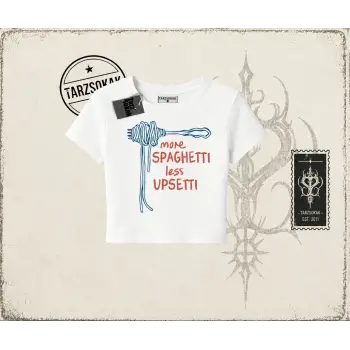 Unisex More Spaghetti Kadın Baby Tee Beyaz
