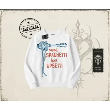 Unisex More Spaghetti Oversize Unisex Bisiklet Yaka Sweatshirt Beyaz