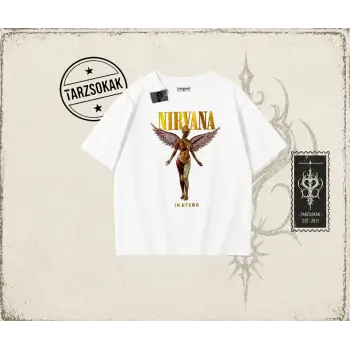 Unisex Nirvana Angel Oversize Unisex Tişört Beyaz