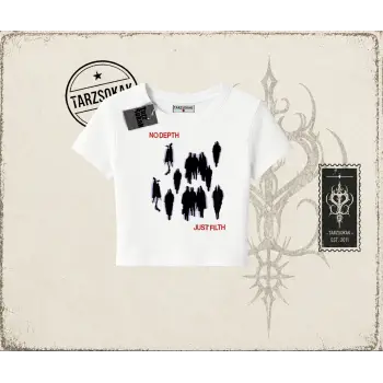 Unisex No Depth Kadın Baby Tee Beyaz