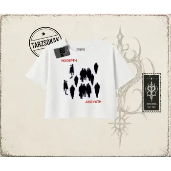 Unisex No Depth Kadın Crop Tişört Beyaz