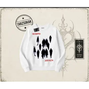 Unisex No Depth Oversize Unisex Bisiklet Yaka Sweatshirt Beyaz