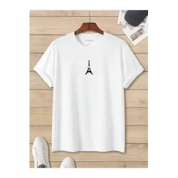 Unisex Oversize Eyfel Kulesi Baskılı T-shirt