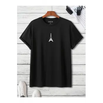 Unisex Oversize Eyfel Kulesi Baskılı T-shirt