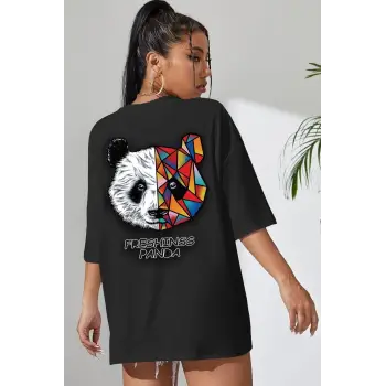 Unisex Panda Baskılı T-shirt