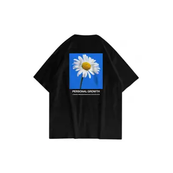 Unisex Papatya Siyah Tshirt