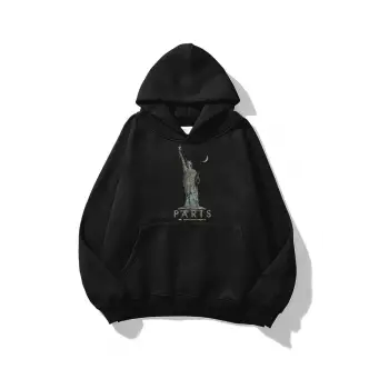 Unisex Paris Statue Sweatshirt Siyah