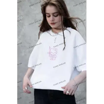 Unisex Pembe Hug Me Hello Kitty Tshirt