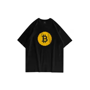 Unisex Pixel Bitcoin Siyah Tshirt