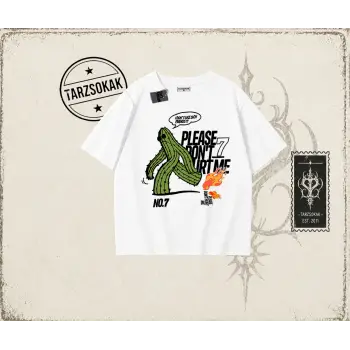 Unisex Please Dont Hurt Me Oversize Unisex Tişört Beyaz