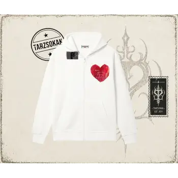 Unisex Please Write Me a Love Letter Oversize Unisex Hırka & Çeket Fermuarlı Sweatshirt Beyaz