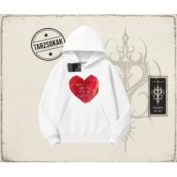 Unisex Please Write Me a Love Letter Oversize Unisex Kapşonlu Sweatshirt Beyaz