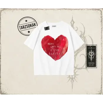 Unisex Please Write Me a Love Letter Oversize Unisex Tişört Beyaz