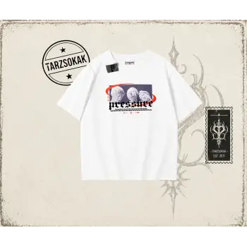 Unisex Pressure Oversize Unisex Tişört Beyaz