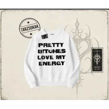 Unisex Pretty Oversize Unisex Bisiklet Yaka Sweatshirt Beyaz