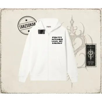 Unisex Pretty Oversize Unisex Hırka & Çeket Fermuarlı Sweatshirt Beyaz
