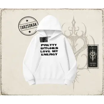 Unisex Pretty Oversize Unisex Kapşonlu Sweatshirt Beyaz