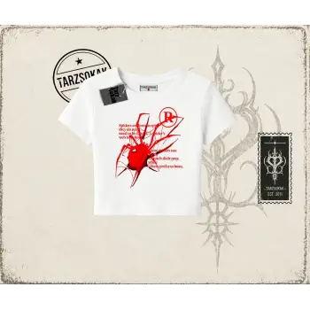 Unisex R Spider Kadın Baby Tee Beyaz
