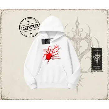 Unisex R Spider Oversize Unisex Kapşonlu Sweatshirt Beyaz