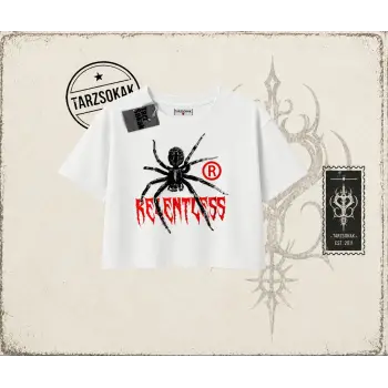 Unisex Relentless Kadın Crop Tişört Beyaz